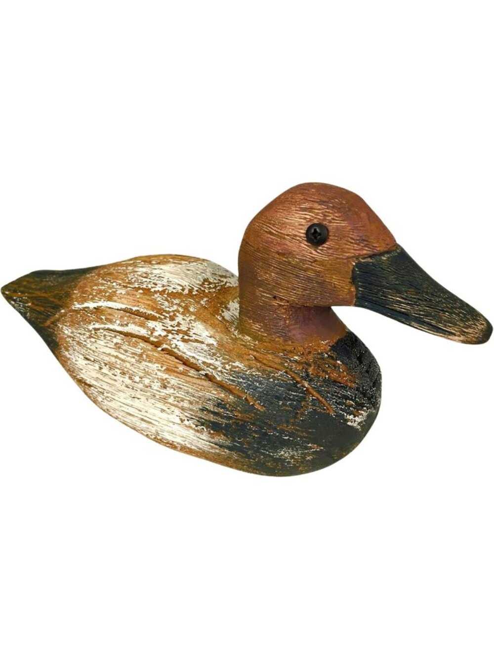 Rustic Wooden Duck Decoy Figurine - 9.5 Inch Brown Distressed Folk Art Decor